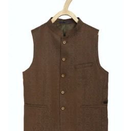 Peter England Kids Brown Printed Waistcoat-image-34