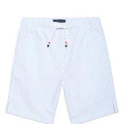 Tommy Hilfiger Kids Dull Nile Blue Cotton Striped Shorts-image-74