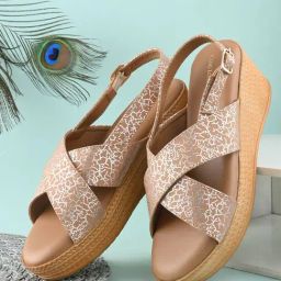Clog London Women's Beige Back Strap Wedges-image-81
