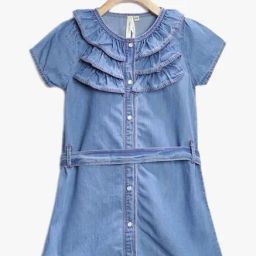 StyleStone Kids Blue Solid Dress-image-92