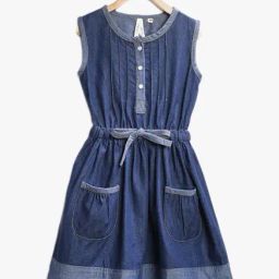 StyleStone Kids Blue Solid Dress-image-94