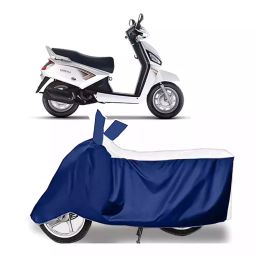 Auto Pearl Bike Cover for Mahindra Gusto Electric (White & Blue)-image-65