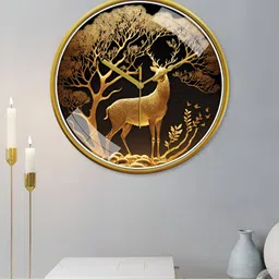RANDOM Black & Gold-Toned Printed Contemporary Wall Clock-13