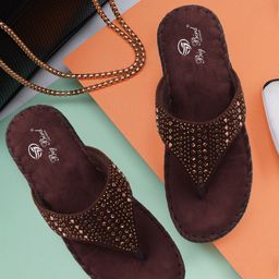 BIG BIRD FOOTWEAR Women Embellished Open Toe Flats-image-37