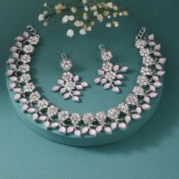 Fida Luxurious Pink Jewellery Set-image-58