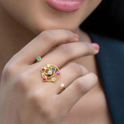 Shaya 92.5 Sterling Silver Being My Own Navratna Orbit Ring for Women-image-7