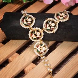 Saraf RS Jewellery Gold Kundan stidded Hathpool Bracelet-47