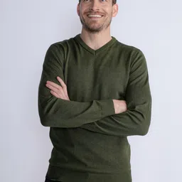 Petrol V-Neck Fine Knit Pullover-image-61