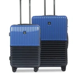 Nasher Miles Unisex Set Of 2 Blue & Navy Blue Colourblocked Istanbul Hard-Sided Trolley Suitcases-17