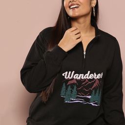 Sztori Plus Size Half Zipper Printed Sweatshirt-image-95