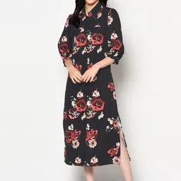 BLANC9 Black & Red Shirt Collar Printed Tunic-picture-35