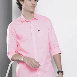 The Indian Garage Co Men Pink Slim Fit Striped Pure Cotton Casual Shirt-picture-8