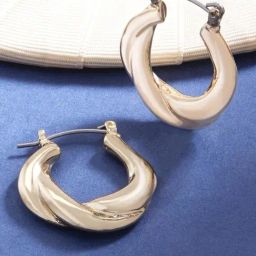Accessorize London Willow Golden Hoop Earrings-24