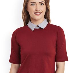 Miss Chase Maroon Crop Pure Cotton Top-picture-19