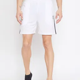 KROSSSTITCH Men White Solid Mid-Rise Sports Shorts-picture-5