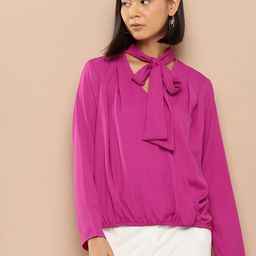 her by invictus Tie-Up Neck Flared Sleeve Top-image-66