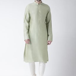 KISAH Men Green Solid Straight Kurta-image-58