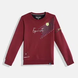 Monte Carlo Boys Maroon & Blue Placement Striped Sweatshirt-image-39