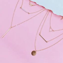 OOMPH Gold Tone Multi Layered Multi-Strand Fashion Necklaces for Women - Set of 2-61