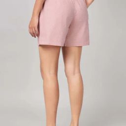 Clovia Pink Cotton Regular Fit Self Pattern Shorts image 2