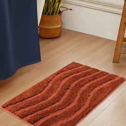 LUXEHOME INTERNATIONAL Orange Colored Rectangular Bath Rug-19