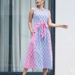 BAESD Women Floral Print A-Line Midi Dress-image-98