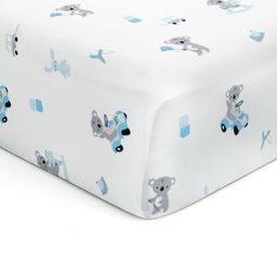 The White Cradle Flat Bed Sheet for Baby Cot & Mattress Koala Print - Blue-8