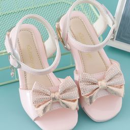 Babyoye Party Wear Sandals with Bow Applique and Buckle Closure - Pink-picture-10