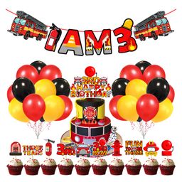 Zyozi Fireman 3rd Birthday Combo Firefighter Theme Selfie Props Red - Pack of 37-image-80