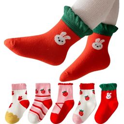 MOMISY 5 Pairs Tube Socks Toddlers Infant Solid Color Boat Spring and Autumn Socks Stretch Baby kids Sock-6