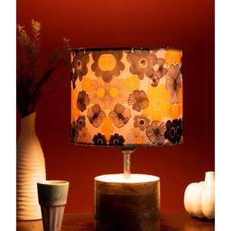 Green Girgit Wooden Brown Log Lamp with Lotus Floral Shade-30