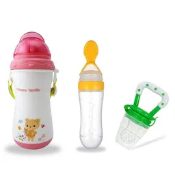 Chinmay Kids Soft Straw Feeding Sipper Anti Spill for Kids With Fruit Feeder And Soother - Made of Food-Grade Material, 100% free of BPA (Pink-Yellow-Green)-picture-41