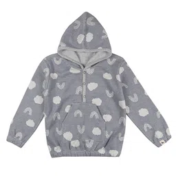 Turtledove London Organic Cotton Knit Full Sleeves Reversible Hooded Sweatshirt Rainbow Print - Grey-picture-27
