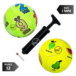 KARBD PVC Football with Pump & Pin - Size 1, 12 Panel, Green Numbers & Lemon Fruits Learning-image-3