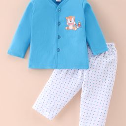 Tango Interlock Knit Full Sleeves Night Suit with Polka Dots & Animal  Print - Blue-image-88