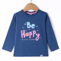Teddy Sinker Knit Full Sleeves T-Shirt with Text Print - Navy Blue-picture-3