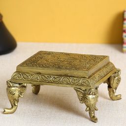 eCraftIndia Brass Traditional Pooja Chowki with Swastik-picture-45