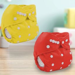 Sparkle Joy Free Size Reusable Cloth Diaper Without Insert Pack Of 2 - Yellow & Red-9