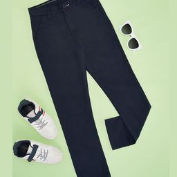 Pantaloons Junior Solid Trousers - Navy Blue-image-2