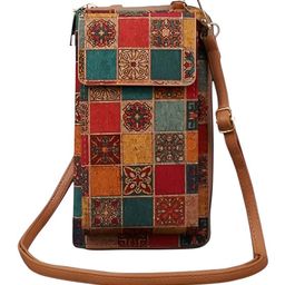 MOMISY Mobile Bag, Cellphone Sling Bag, Card Holder Wallet, Crossbody Bag, PU Leather, for Girls (Checks)-image-73