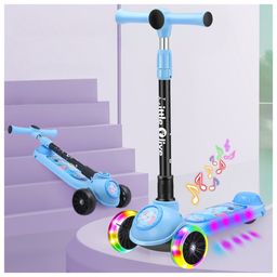Little Olive Kids Studio Musical LED Scooter with Adjustable Height & Safety Features - Blue-25