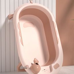Babyhug Foldable Baby Bath Tub with Drain Plug | Compact Fold and Travel Friendly| Non-slip Base| Smooth Rounded Edges| Shampoo Rinse Cup - Pink-74
