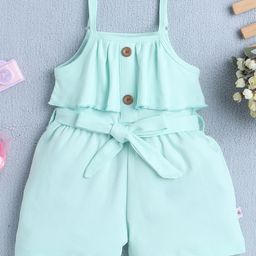 BUMZEE Cotton Sleeveless Solid Jumpsuit With Belt - Mint Green-image-94
