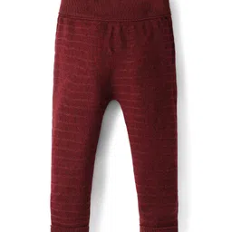 Babyhug Knit Full Length Woollen Pant With Text Embroidery - Wine-picture-39