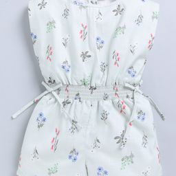 Snuggly MONKEY Cambric Wovnen Sleeveless Floral Printed Jumpsuit - Mint-image-92