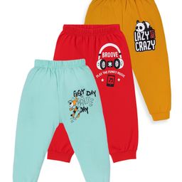 Tiny Hugs Cotton Knit Pack of 3 Headphones & Animals Printed Pajamas - Mustard Blue & Red-image-54