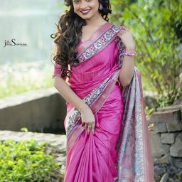 ELITE WEAVES Floral Printed Tussar Saree-image-14