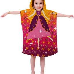 Athom Trendz Kids Purple & Yellow Printed 350 GSM Cotton Hooded Bath Towel-40