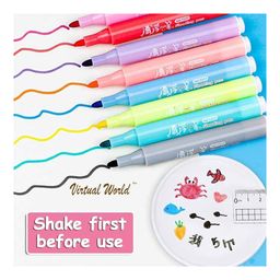 New Pinch Washable Marker Color Floating Ink Pen Set  of 8 - Multicolor (pack of 1) image 3