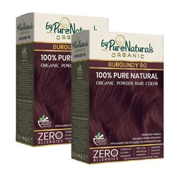 byPureNaturals Set of 2 Organic 100% Pure Natural Powder Hair Colour - Burgundy 9GB-25